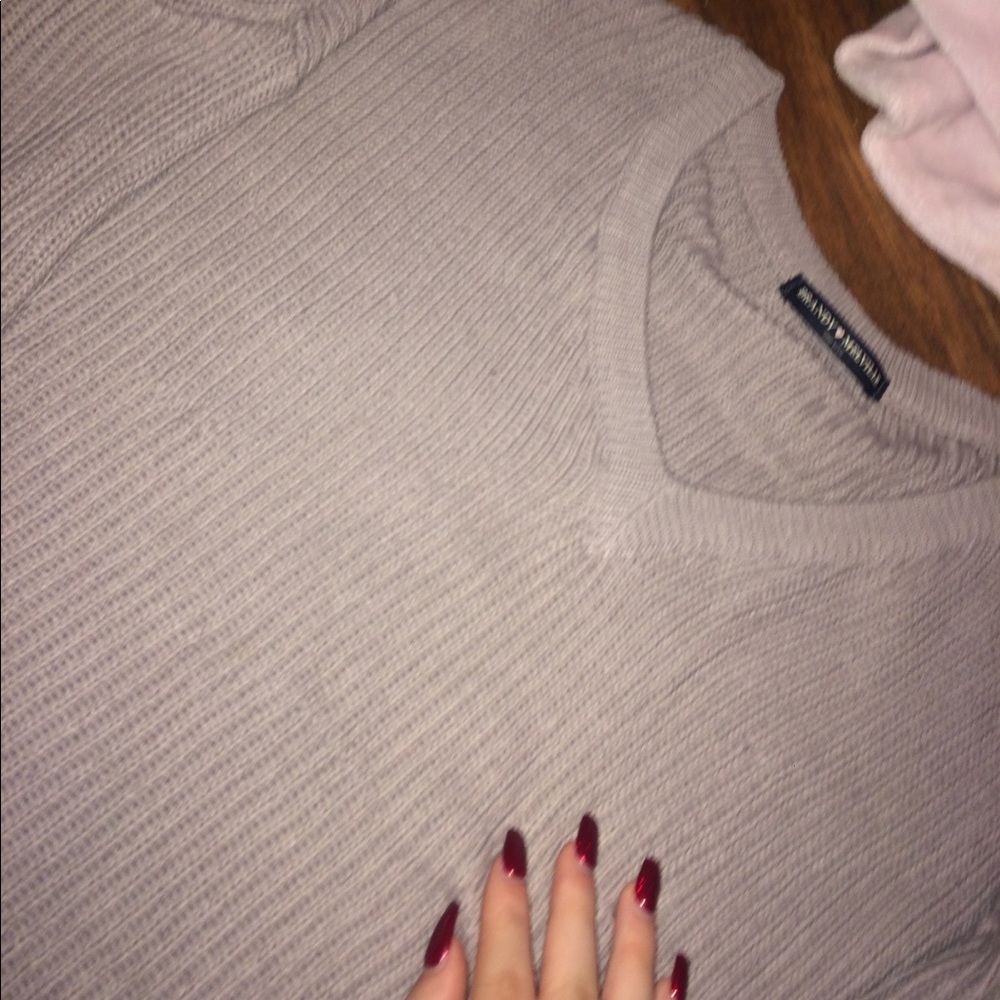 mauve knit v neck sweater