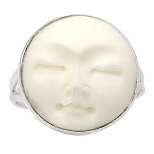 Carve bone native American reproduction face 925SS