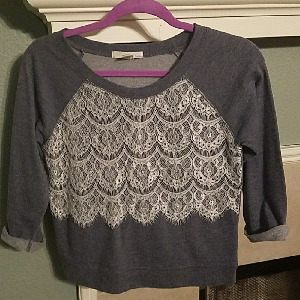 Long Crop Top with Lace
