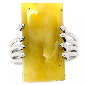 Golden sun Opal rectangle stone on 925SS size 8.5