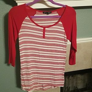 Red and White Striped Top