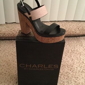 NWOT Charles David Platform Sandals