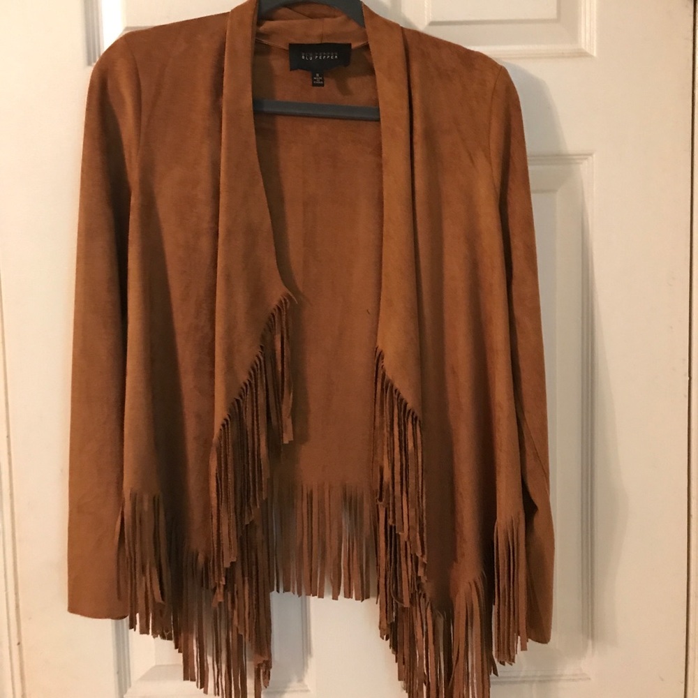 Suede jacket with fringe