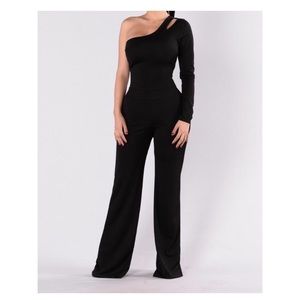 One Sided Jumpsuit, Long Sleeve, M, Black