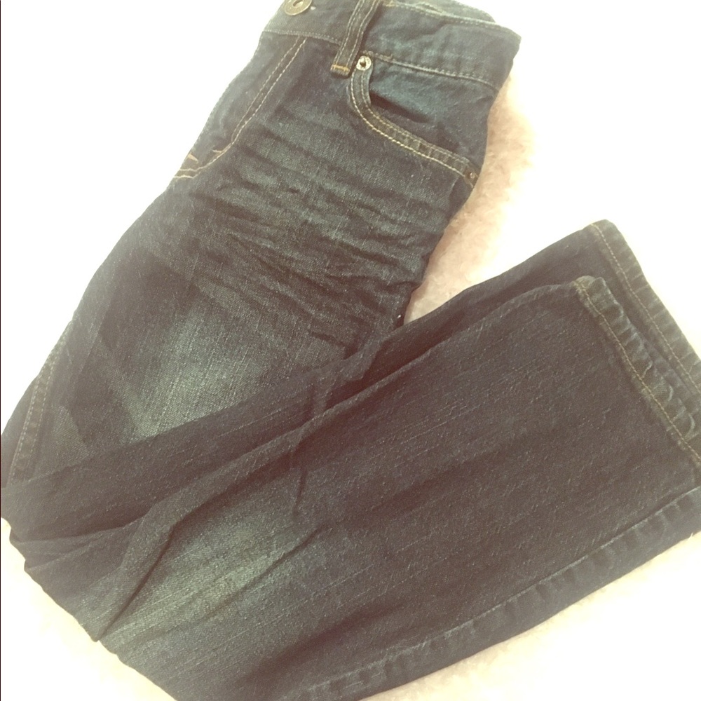 Whiskered denim jeans with no wear
