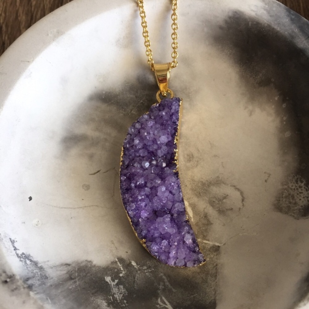 22k Purple Luna Druzy necklace