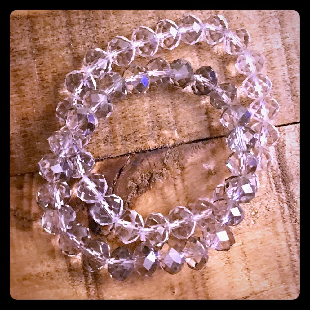 Pair of crystal bracelets- grey and clear