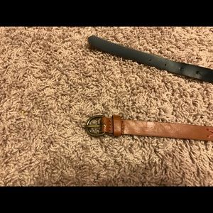Brown belt with Pink stitching accents