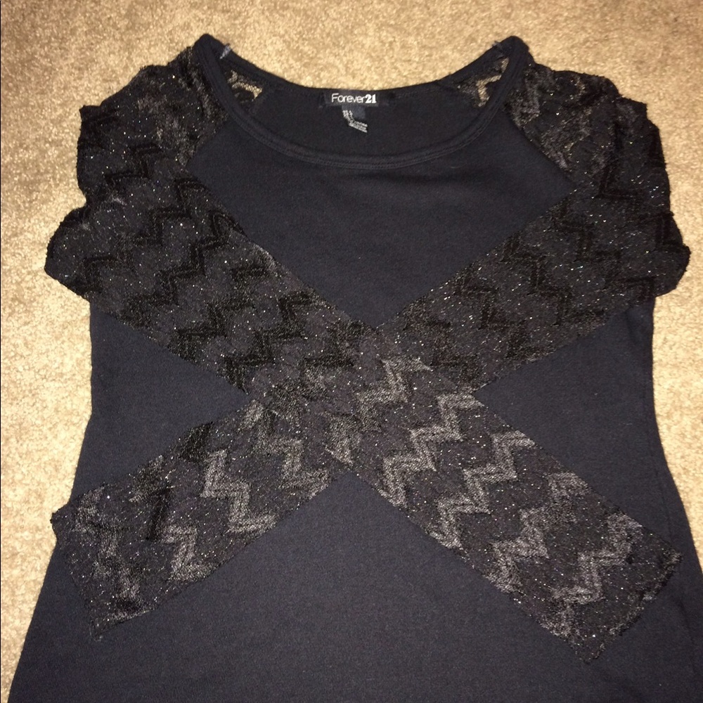 Forever 21: Black with lace long sleeves
