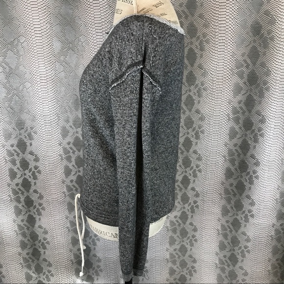 Grey scoop neck tie waist old school sweater - Picture 2 of 4