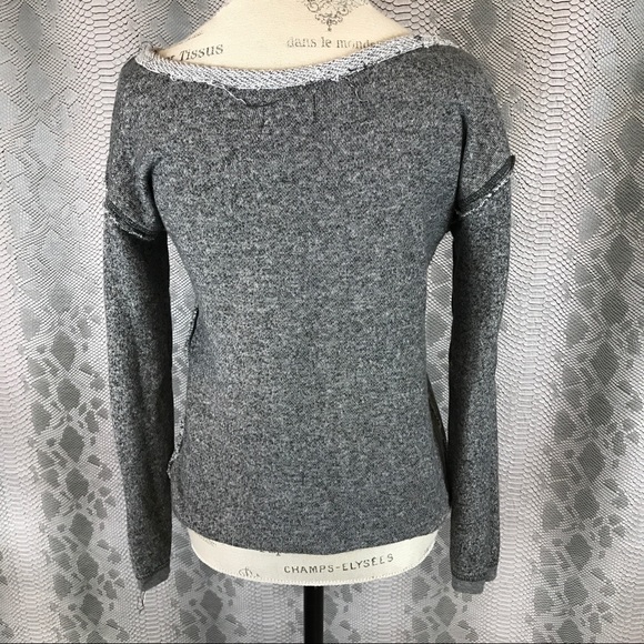 Grey scoop neck tie waist old school sweater - Picture 3 of 4