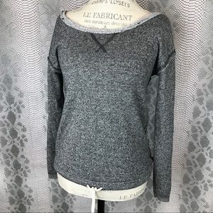 Grey scoop neck tie waist old school sweater