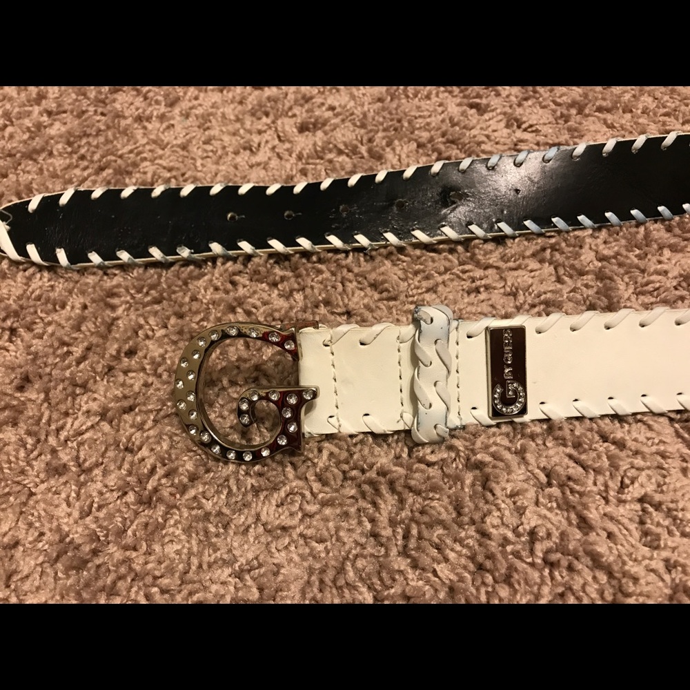 White Guess Belt