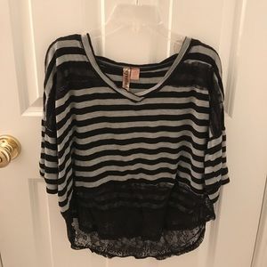 Black and gray lace high-low top