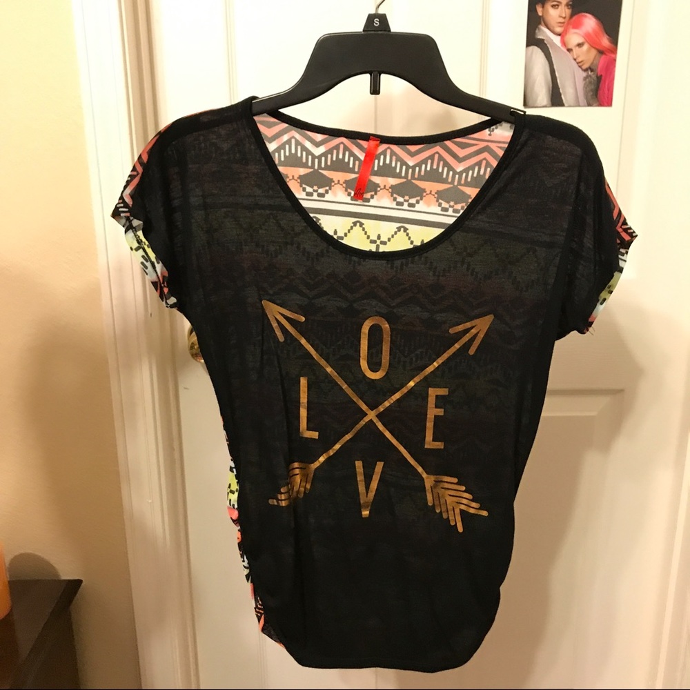 Love Black Shirt/Patterned Back