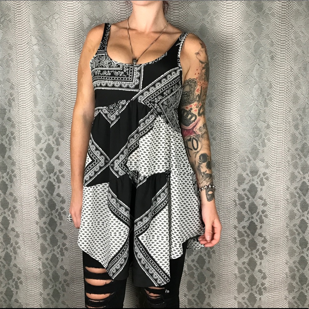 Blu moon plaid bandana print tunic tank