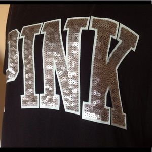 Victorias Secret Pink Sequin Campus Tshirt Top