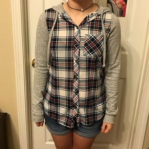 Plaid Hooded Shirt