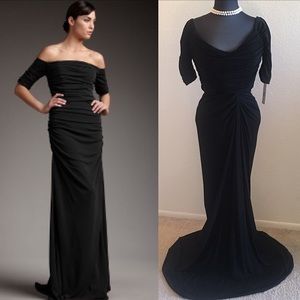 Badgley Mischka LONG BLACK FORMAL DRESS NWT