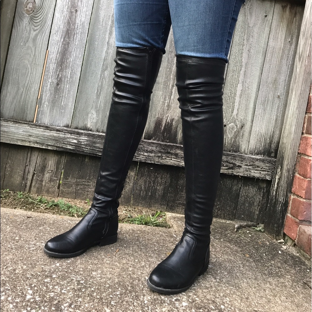 Black Over the knee leather boots