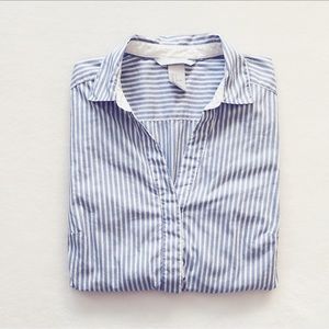 H&M Striped Popover Top