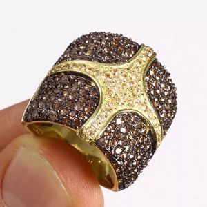 Breathtaking chocolate & white topaz 925SS size 7