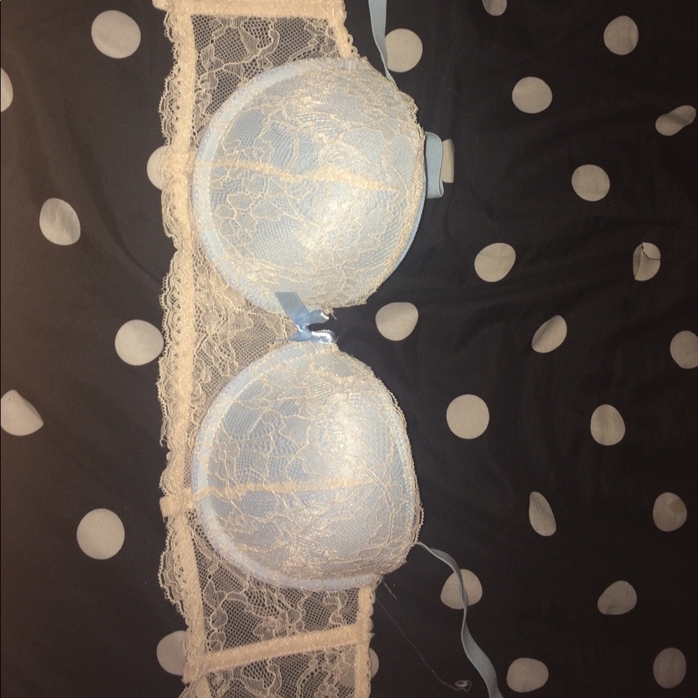 Baby Blue w Pink Lace Bra