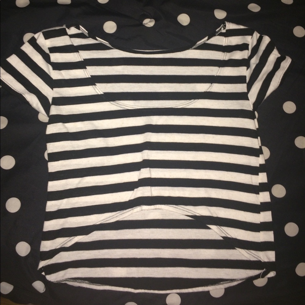 B/W Striped High/Low Crop
