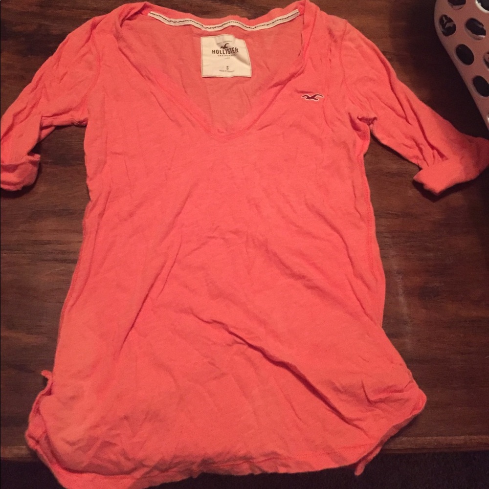 Orange hollister elbow tee
