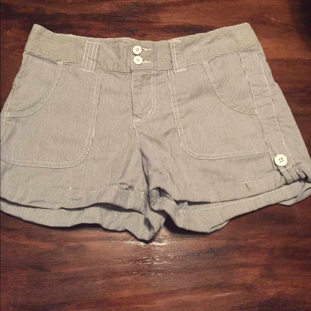 Black and white striped shorts