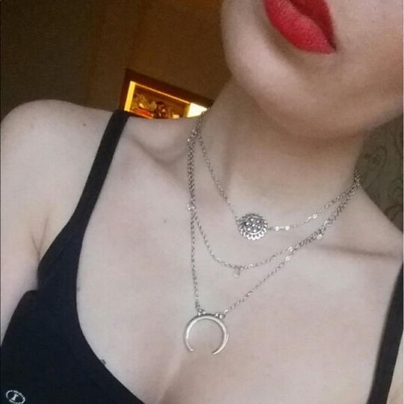 3 Layer Half moon necklace (nwot) - Picture 6 of 7