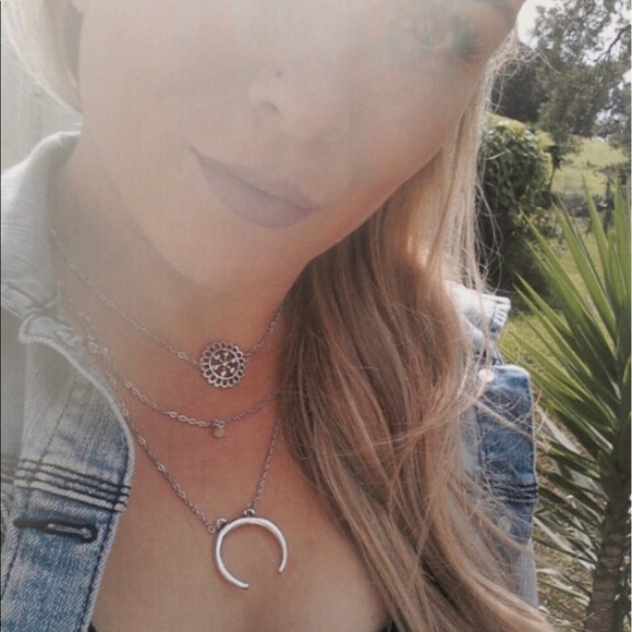3 Layer Half moon necklace (nwot) - Picture 2 of 7