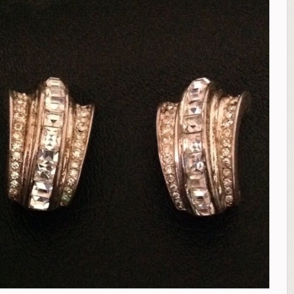 Vintage Dior Diamanté Pave Art Deco Earrings