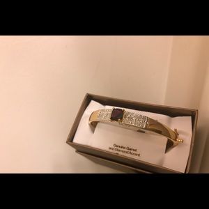 Genuine Garnet and diamond Accented bangle