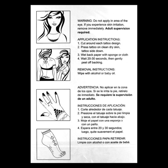 LAST ONE White/Black Henna Water Transfer Tattoos - Picture 4 of 4