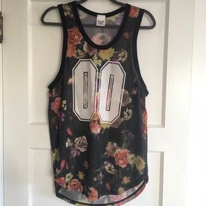 Floral jersey cover up tank top
