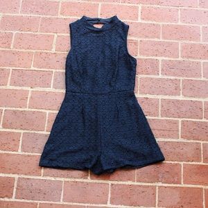 Navy Blue Lace Romper