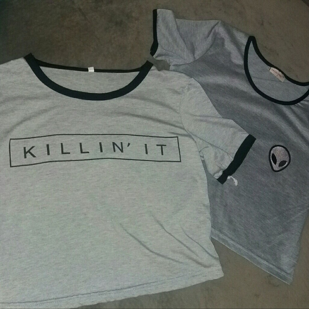 CROP TOP TEES TWO SIZE JUNIORS SIZE SMALL