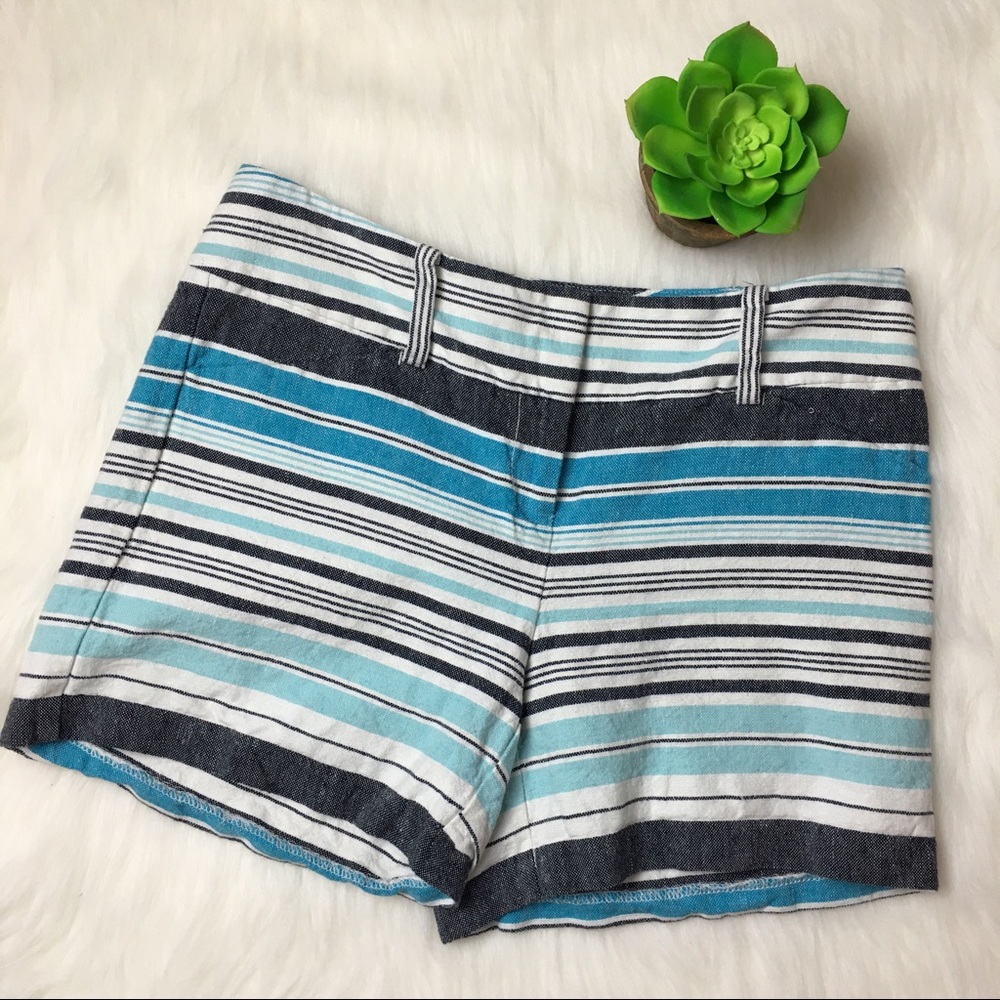 Ann Taylor Signature Striped Linen Shorts