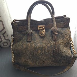 Michael Kors Large Hamilton Distressed Handbag