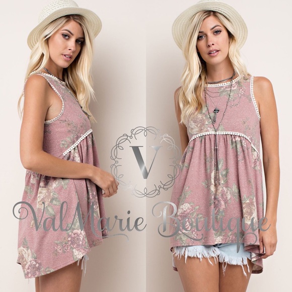 ValMarie Boutique Tops - ‼️LAST 1 SZ S- DUSTY ROSE FLORAL TOP BLOUSE ValMarie Boutique Tops - ‼️LAST 1 SZ S- DUSTY ROSE FLORAL TOP BLOUSE