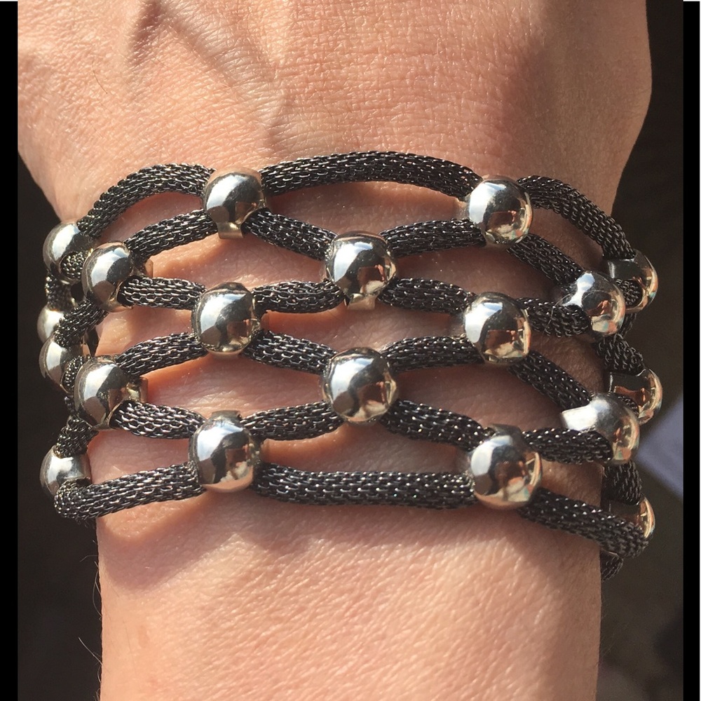 Artisan silver studded rope bracelet