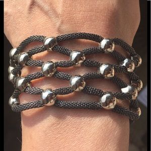 Artisan silver studded rope bracelet