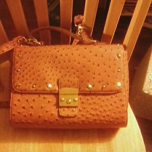 Ostrish print purse caramel color