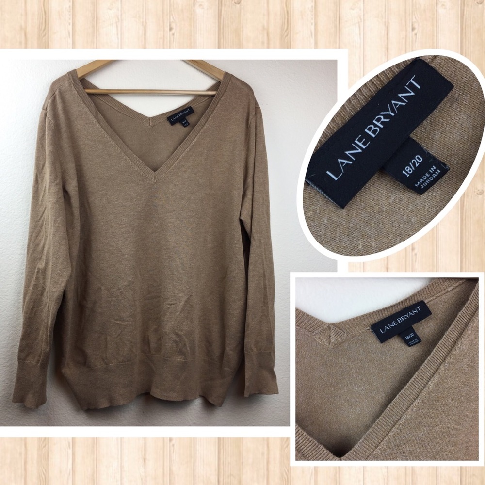 Lane Bryant Vneck Sweater Plus Size 18/20 Caramel