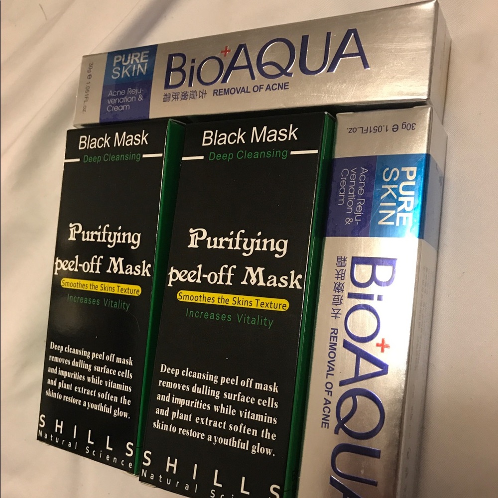 Shills black mask and bioaqua blemish cream set