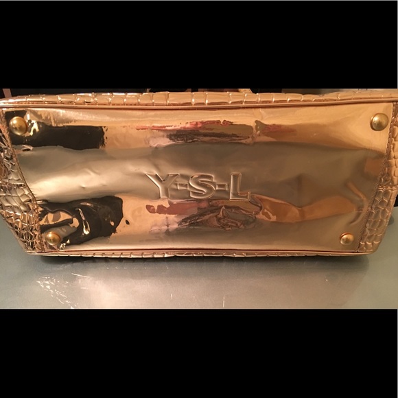 Yves Saint Laurent Gold Patent Leather Tote - Picture 7 of 8