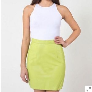 RARE American Apparel Green Leather Mini Skirt