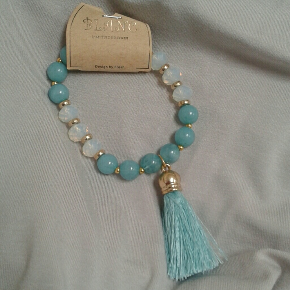 Blanc Seafoam Green Bracelet with Tassel
