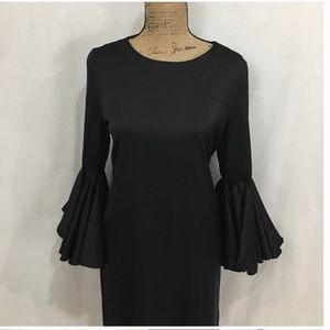 Bell Sleeve Black Cocktail Dress